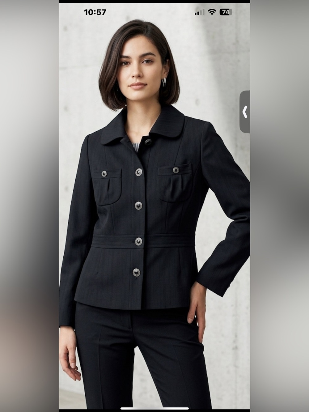 Wanko made in Japan Tailored Black Jewel Button-Front Blazer NWT